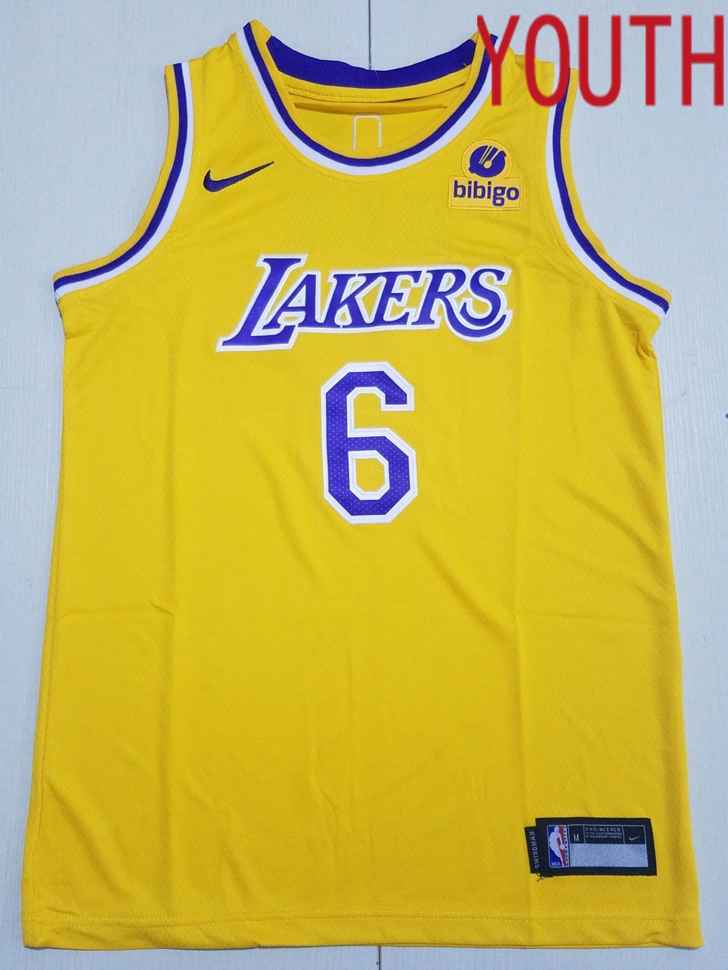 Youth Los Angeles Lakers 6 James Yellow Nike 2022 NBA Jersey